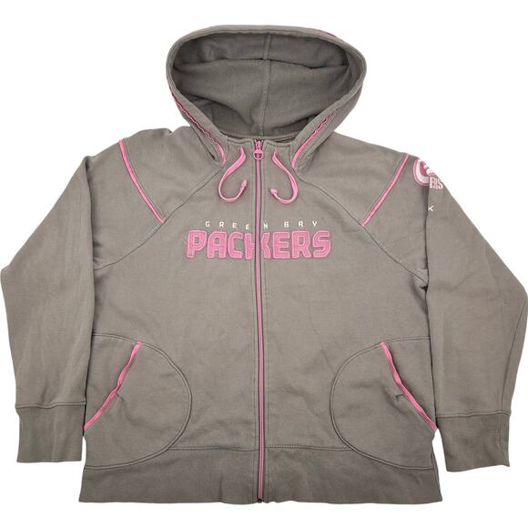 Vintage 90s y2k womens Reebok NFL Green Bay Packers Football Full Zip Sweatshirt - Picture 1 of 7